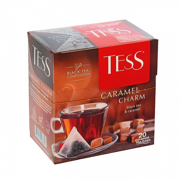 Чай TESS Чёрный карамель (Caramel Charm) 20 пир. в магазине Тольятти-Водокачка, фото 