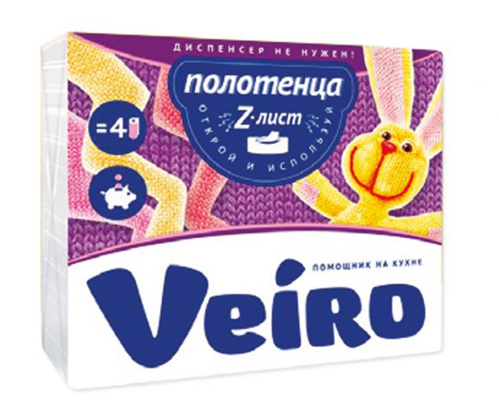 Полотенца бумажные VEIRO листовые 2 сл. (190 л) с липкой лентой  в магазине Тольятти-Водокачка, фото 