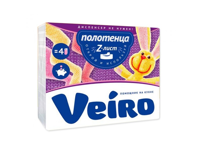 Полотенца бумажные VEIRO листовые 2 сл. (190 л) с липкой лентой  в магазине Тольятти-Водокачка, фото . Фото N2